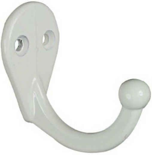 National Hardware® N248-377 Single Clothes Hook, White, 2-Pack