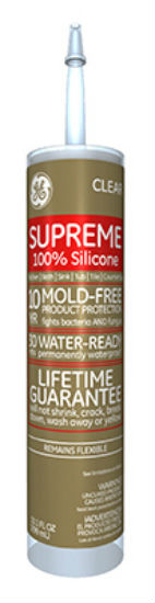 Supreme Silicone Kitchen & Bath Sealant, Clear, 10.1-oz. by GE