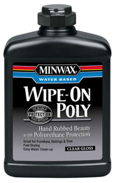 Minwax Water-Base Wipe-On Poly Gloss, Clear - 1 pint bottle