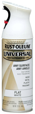 Rust-Oleum Universal Paint & Primer Spray Paint, White Flat, 12-oz
