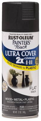 Rust-Oleum 12oz 2x Painter's Touch Ultra Cover Flat Spray Paint Black