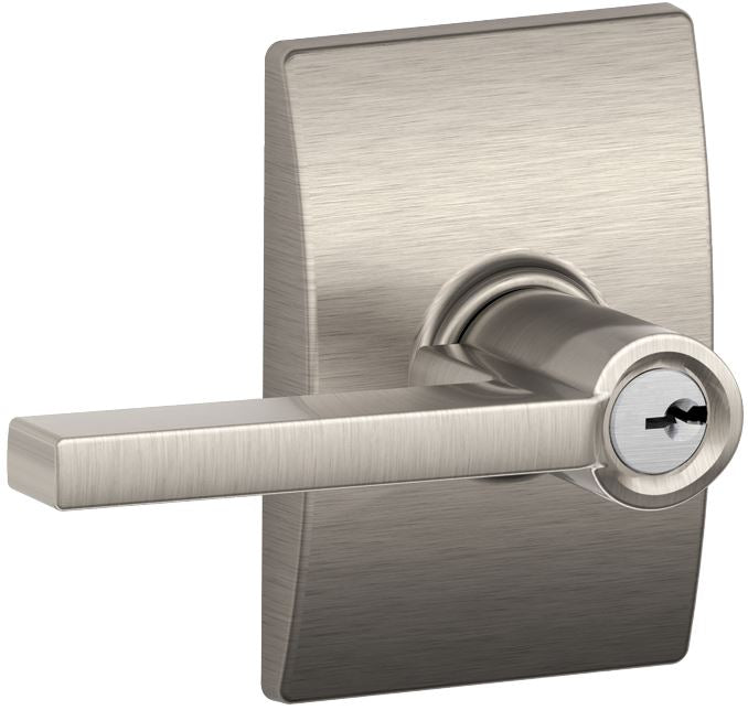 Schlage F51A VLAT619CEN Latitude Entry Lever Lockset, Satin Nickel