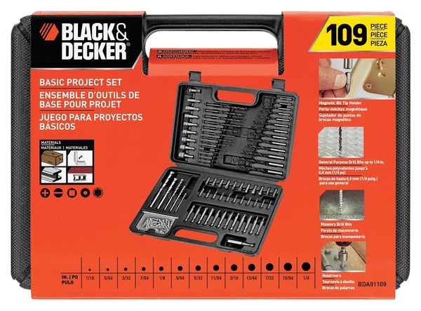 Black & Decker BDA91109 Combination Drill Bit Set, 109-Piece