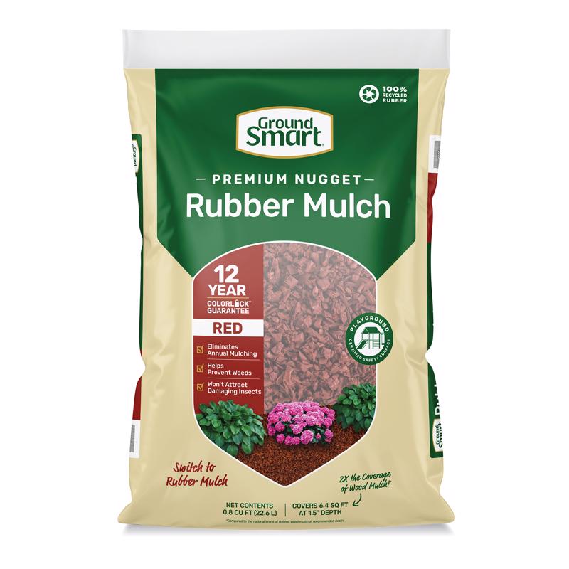 Ground Smart GSNG08RD72 Rubber Mulch Nuggets Ground Cover, Red, 0.8 Cu.ft.