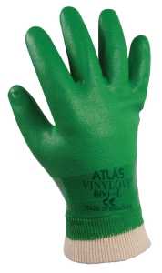 Showa 600L-09.RT Atlas 600 Dipped PVC Work Gloves, Large, Green