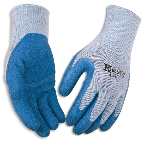 Kinco 1791-L Latex Palm Gripping Gloves, Large, Blue/Gray