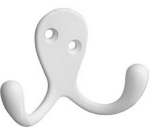 Stanley 806604 Basic Double Robe Hooks, White, 3"