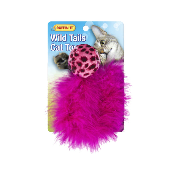 Westminster Pet 7N32027 Ruffin' It Assorted Pet Cat Toy Ball Feather Tail