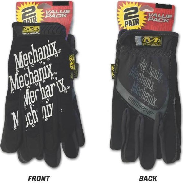 Mechanix Wear MBP-05-010 Original + Fast Fit Mechanic Gloves, Black, Large