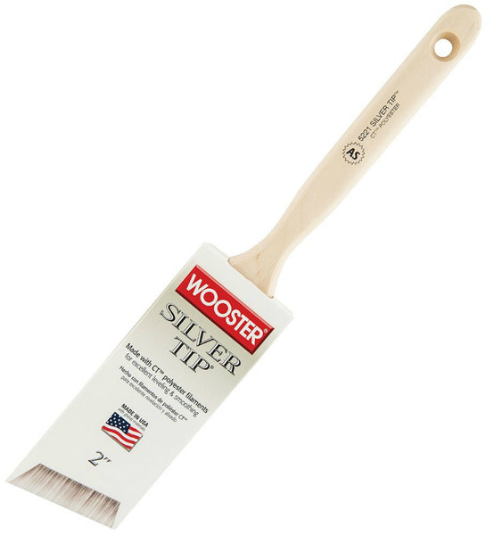 Wooster® 5221-2 Silver Tip® Angle Sash Paint Brush, 2", White & Silver