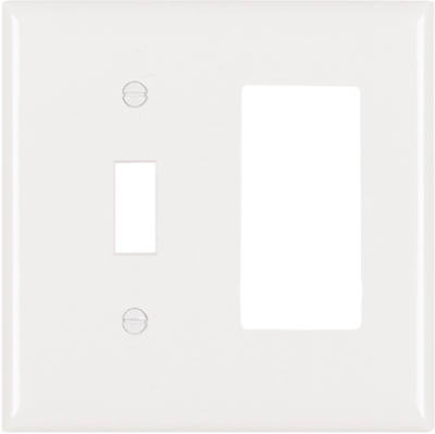 Pass & Seymour SP126WU Combination Toggle & Decorator Wall Plate, 2 Gang, White