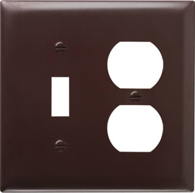 Pass & Seymour SP18U Combination Urea Wall Plate, 2 Gang, Brown