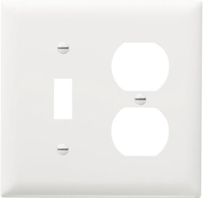 Pass & Seymour SP18WU Combination Urea Wall Plate, 2 Gang, White