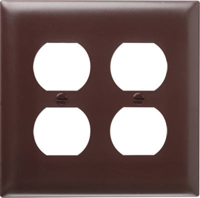 Pass & Seymour SP82U Duplex Urea Wall Plate, 2 Gang, Brown