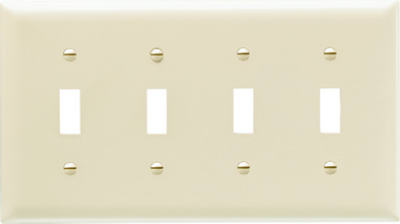 Pass & Seymour Toggle Switch Wall Plate, 4 Gang, Ivory