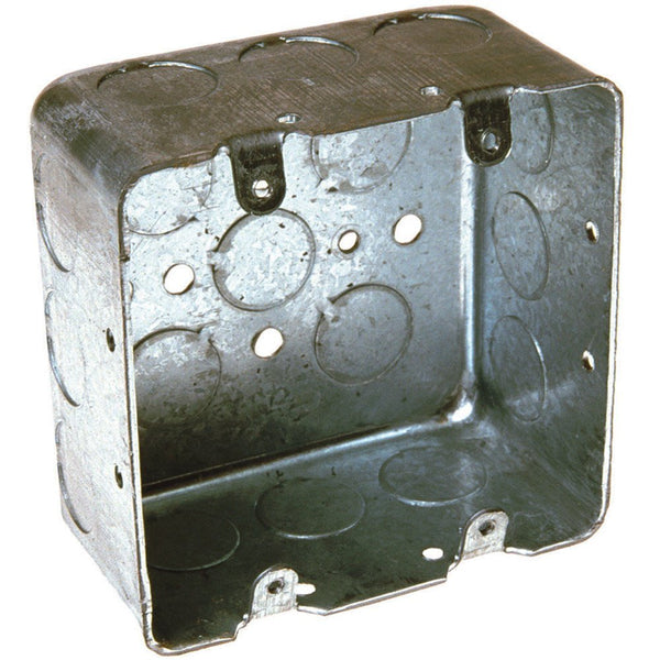 RACO® 683 Two Gang Square Box, Deep - Drawn with Conduit KO's, 4" x 2-1/8"