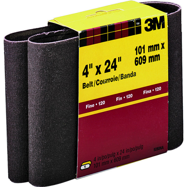 3M 9280 Heavy Duty Resin Bond Power Sanding Belt, 4" x 24", Fine 120 Grit