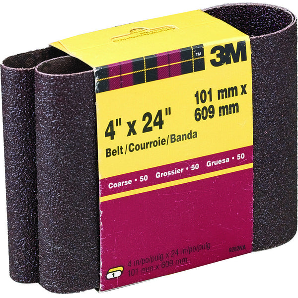 3M 9282 Heavy Duty Resin Bond Power Sanding Belt, 4" x 24", Coarse 50 Grit