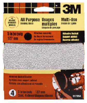 3M 9171 Adhesive-Backed All Purpose Sanding Disc, 5", Medium 80 Grit, 5-Pack