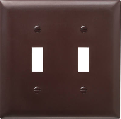 Pass & Seymour 2-Toggle Wall Plate, 2 Gang, Brown