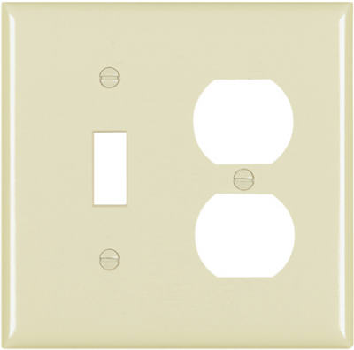 Pass & Seymour Combination Wall Plate, 2 Gang, Ivory