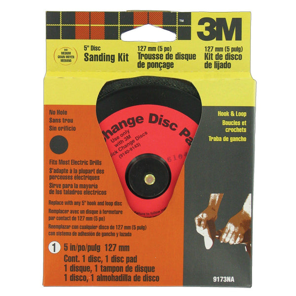 3M 9173 Hookit Reusable Quick Change Disc Sander Kit, 5"