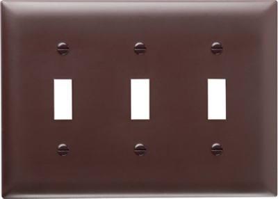 Pass & Seymour  3-Toggle Urea Wall Plate,  3 Gang, Brown