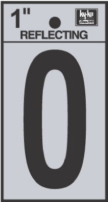 Hy-Ko RV-15/O Reflective Adhesive Vinyl Letter O Sign, 1", Black/Silver