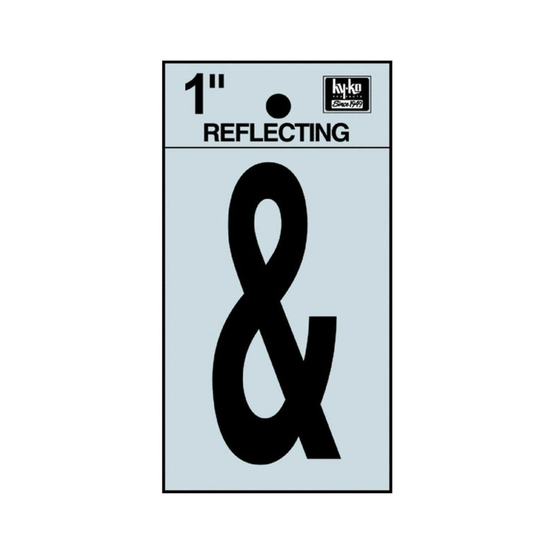 Hy-Ko RV-15/ Reflective Adhesive Vinyl Ampersand (&) Symbol, 1", Black/Silver