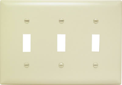 Pass & Seymour SP3IU Toggle Switch Urea Wall Plate, 3 Gang, Ivory