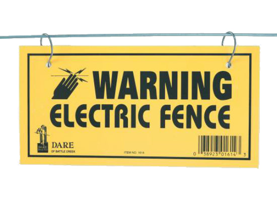 Dare 1614-3 Electric Fence Warning Sign Plastic Board, 3-Pack