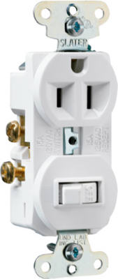 Pass & Seymour Combination Switch & Outlet, 15A, 120V, White