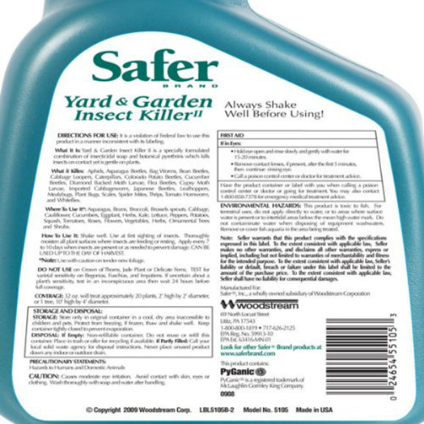 Safer® 5105 Yard And Garden Insect Killer Spray Ready To Use 32 Oz Toolbox Supply 8793