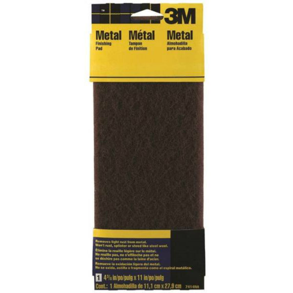 3M 7414NA Hand Sanding Metal Finishing Pad, 4-3/8" x 11", Medium Grit, Maroon