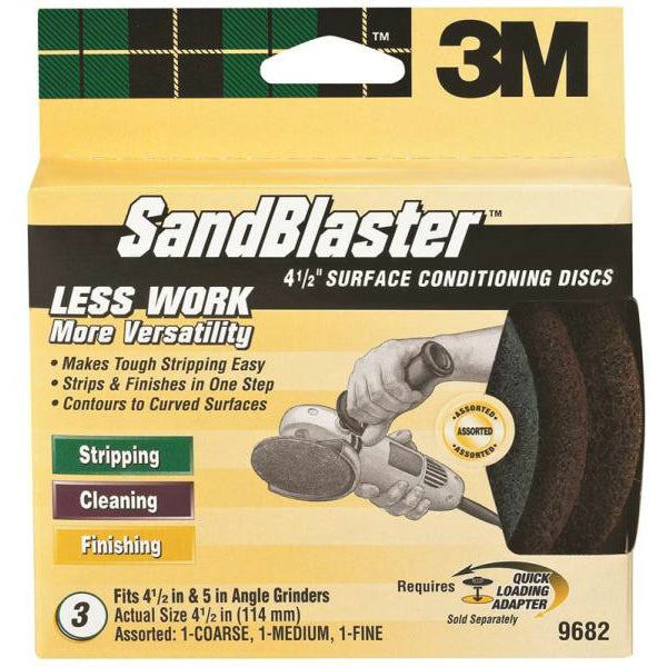 3M 9682 SandBlaster Surface Conditioning Disc, 4.5", Assorted Grit, 3-Pack