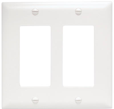 Pass & Seymour Decorator Urea Wall Plate, 2 Gang, White