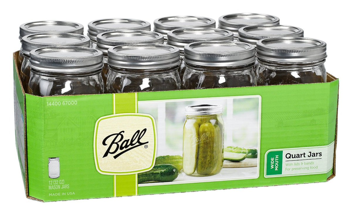 Ball 16oz 12pk Glass Wide Mouth Mason Jar with Lid and Band