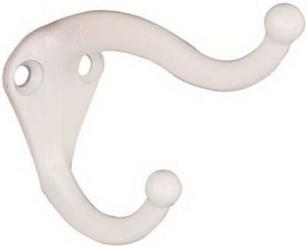 National Hardware® N248-369 Coat & Hat Hook, White, 2-Pack