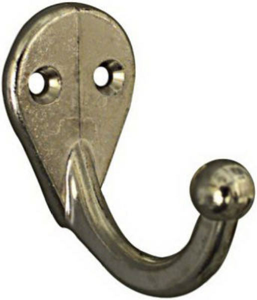 National Hardware® N199-190 Single Coat & Hat Hook, Nickel, 2-Pack