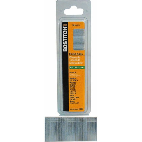 Bostitch® SB16-1.50 Flat Angle Finish Nails, 16 Gauge, 1-1/2", 2500-Pack