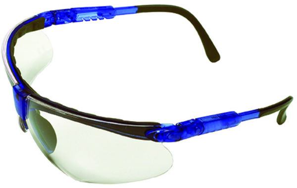 MSA Safety Works 10041055 Padded Browguard Safety Glasses, Blue Frame/Clear Lens