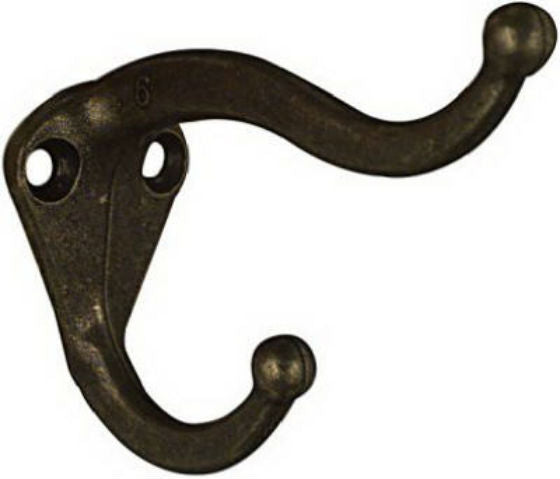 National Hardware® N181-081 Coat & Hat Hook, Antique Brass, 2-Pack