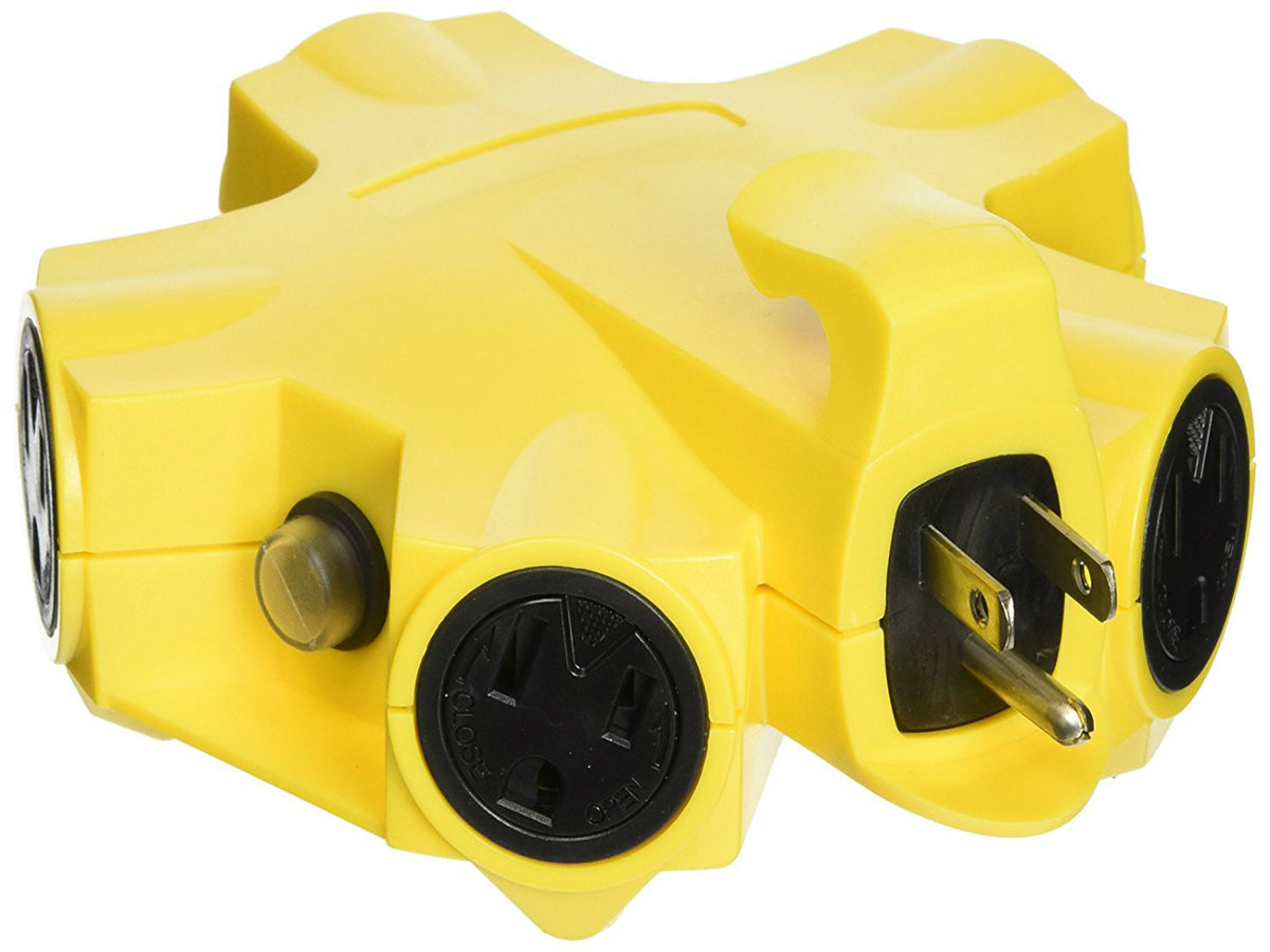 Yellow Jacket 997362 Outdoor 5-Outlet Power Adapter, 15 Amp, Yellow