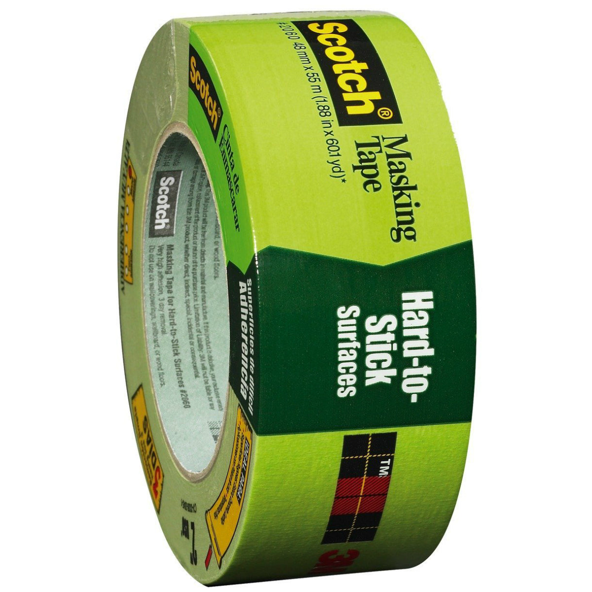 Scotch 2060-48A Masking Tape for Hard-to-Stick Surfaces, 1.88" x 60.1 Yd, Green