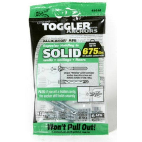 Toggler® 50470 Alligator® AF6 Flanged Solid Wall Anchors w/Screws