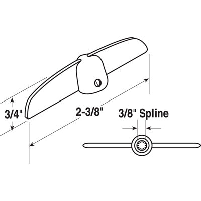 Slide-Co 17243-2-B Casement Window Operator T Handle, 3/8", Bronze Finish