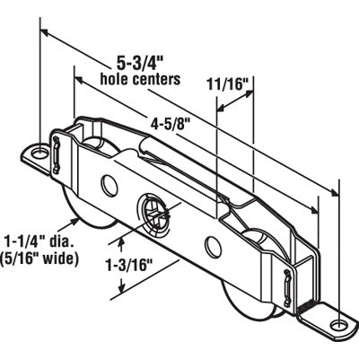 Slide-Co 13808-S Adjustable Sliding Glass Door Roller Assembly, 1-1/4" Steel