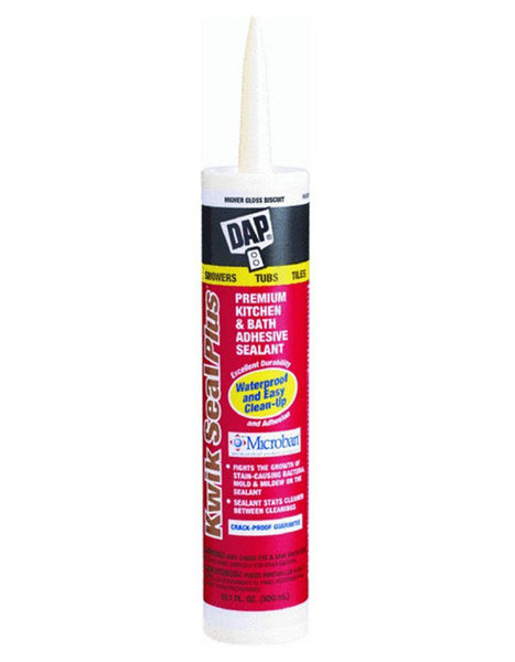 Dap® 18519 Kwik Seal Plus® Kitchen & Bath Microban Caulk, 10.1 Oz, Bisque