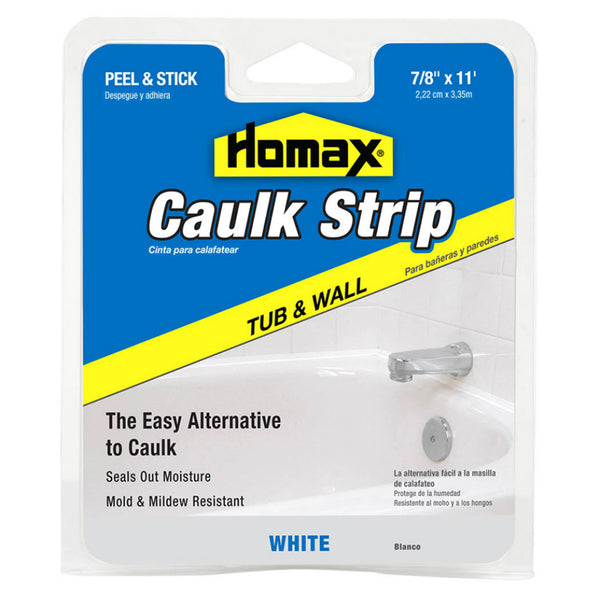 Homax® 34015 Tub & Wall Caulk Strip, White, 7/8" x 11'