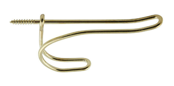 National Hardware® N243-725 Wire Coat & Hat Hook, Bright Brass, 2-Pack